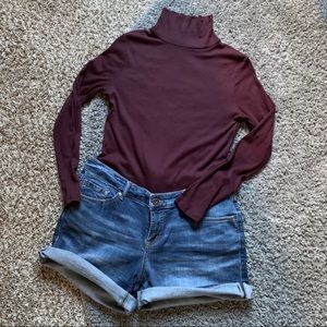 Target Long Sleeve Ribbed Burgundy Turtle Neck